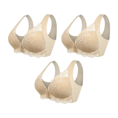 (PACK VAN 3) Draadloze Push-up Beha met Voorkant Sluiting