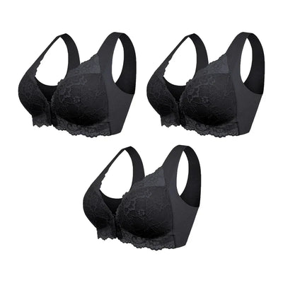 (PACK VAN 3) Draadloze Push-up Beha met Voorkant Sluiting