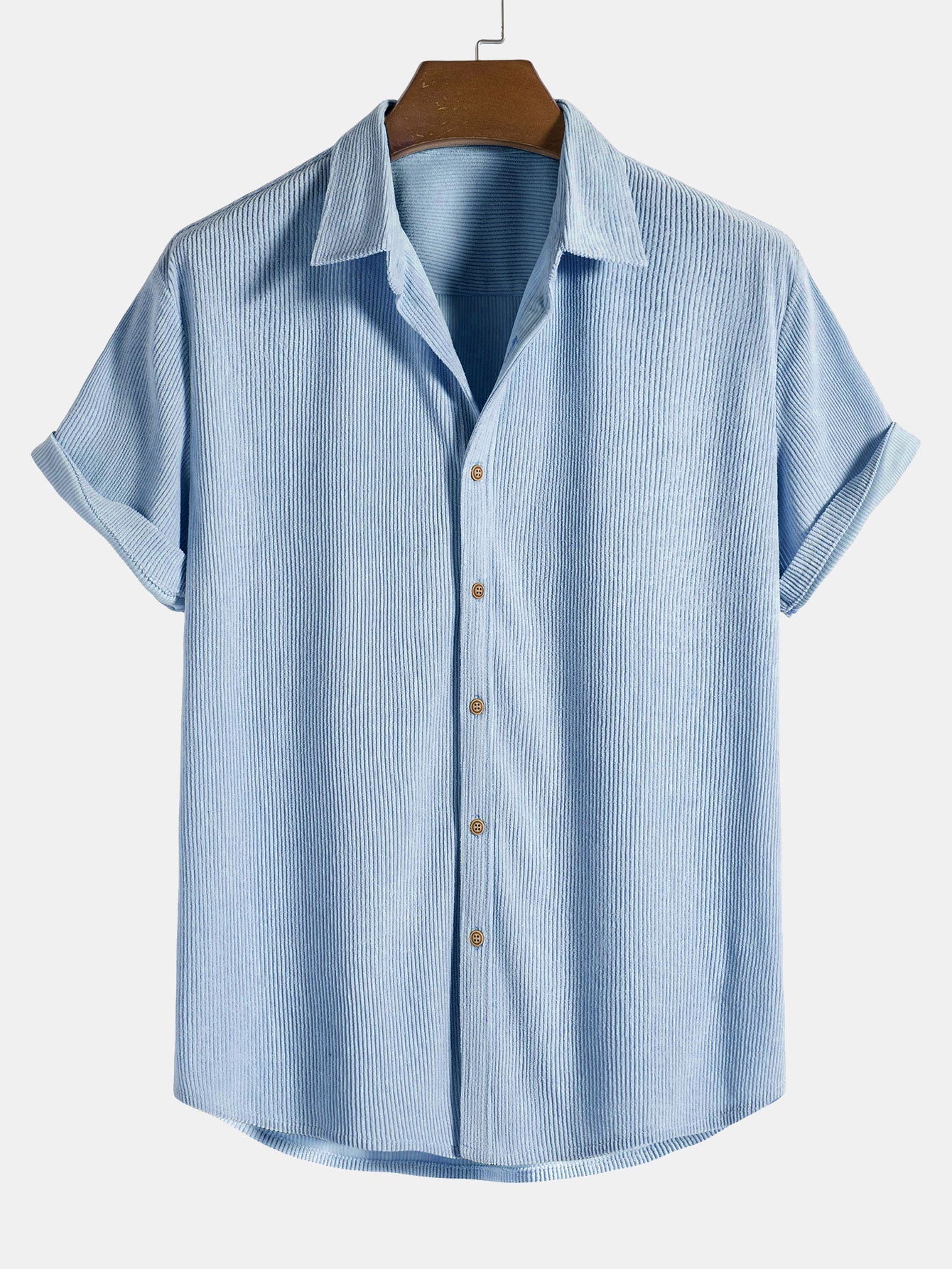 Katoenen corduroy korte mouwen shirt