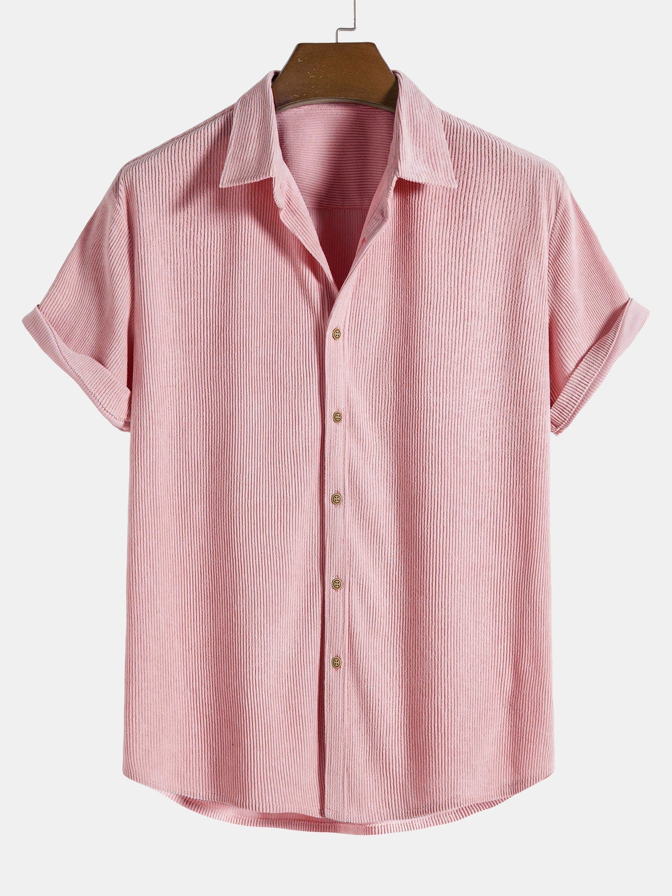 Katoenen corduroy korte mouwen shirt