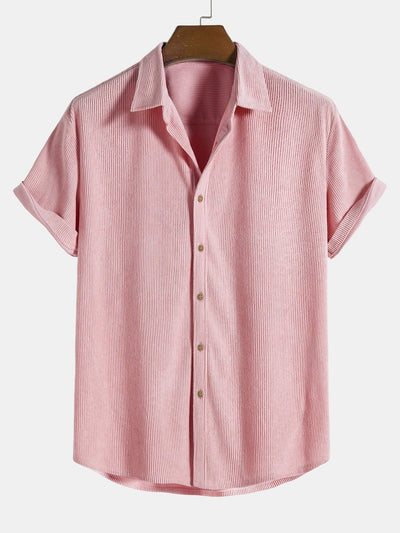 Katoenen corduroy korte mouwen shirt