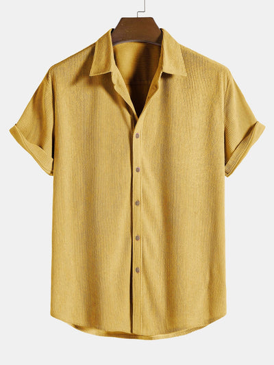 Katoenen corduroy korte mouwen shirt