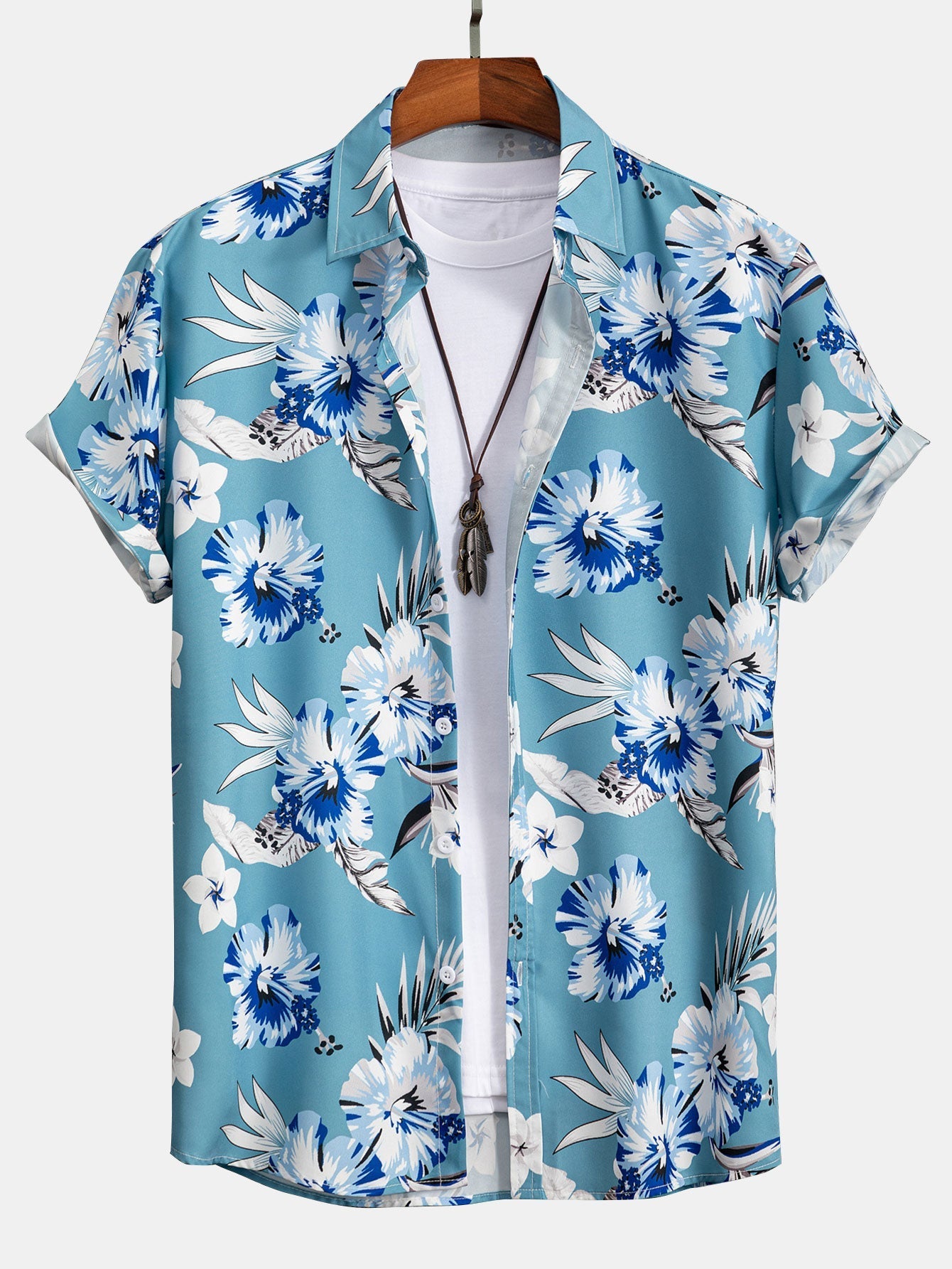 Tropische bloemenprint knoopshirt en zwemshorts