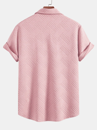 Gestreepte jacquardknopshirt & Shorts met trekkoord