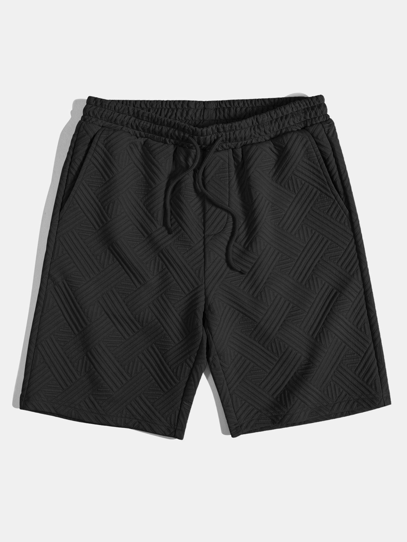 Gestreepte jacquardknopshirt & Shorts met trekkoord