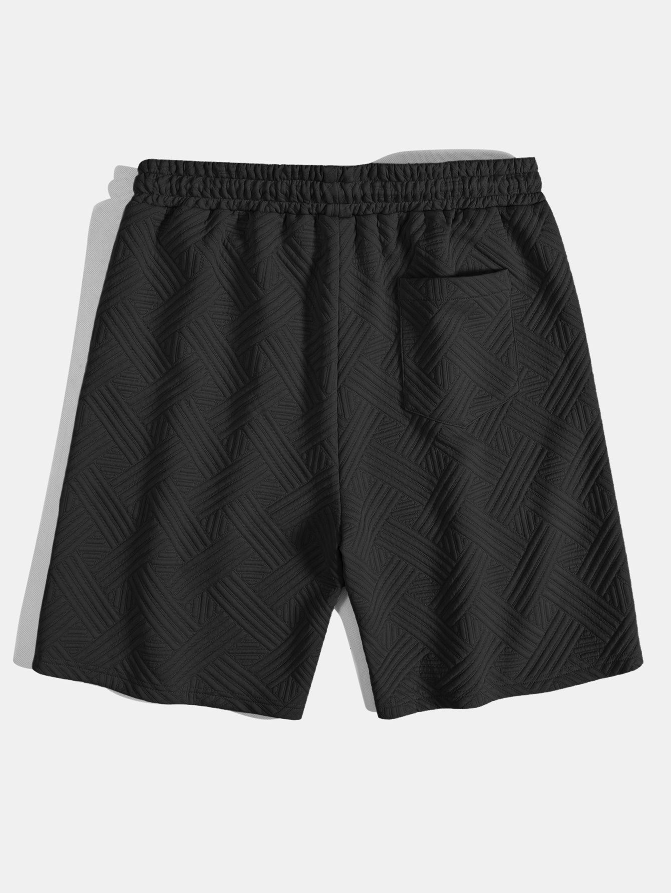 Gestreepte jacquardknopshirt & Shorts met trekkoord
