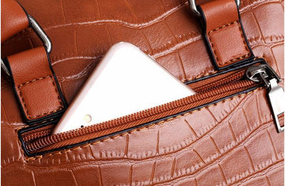 Valentina® | SET TASCHEN VAN HANDGEVEREID LEDER MET 4 DELEN