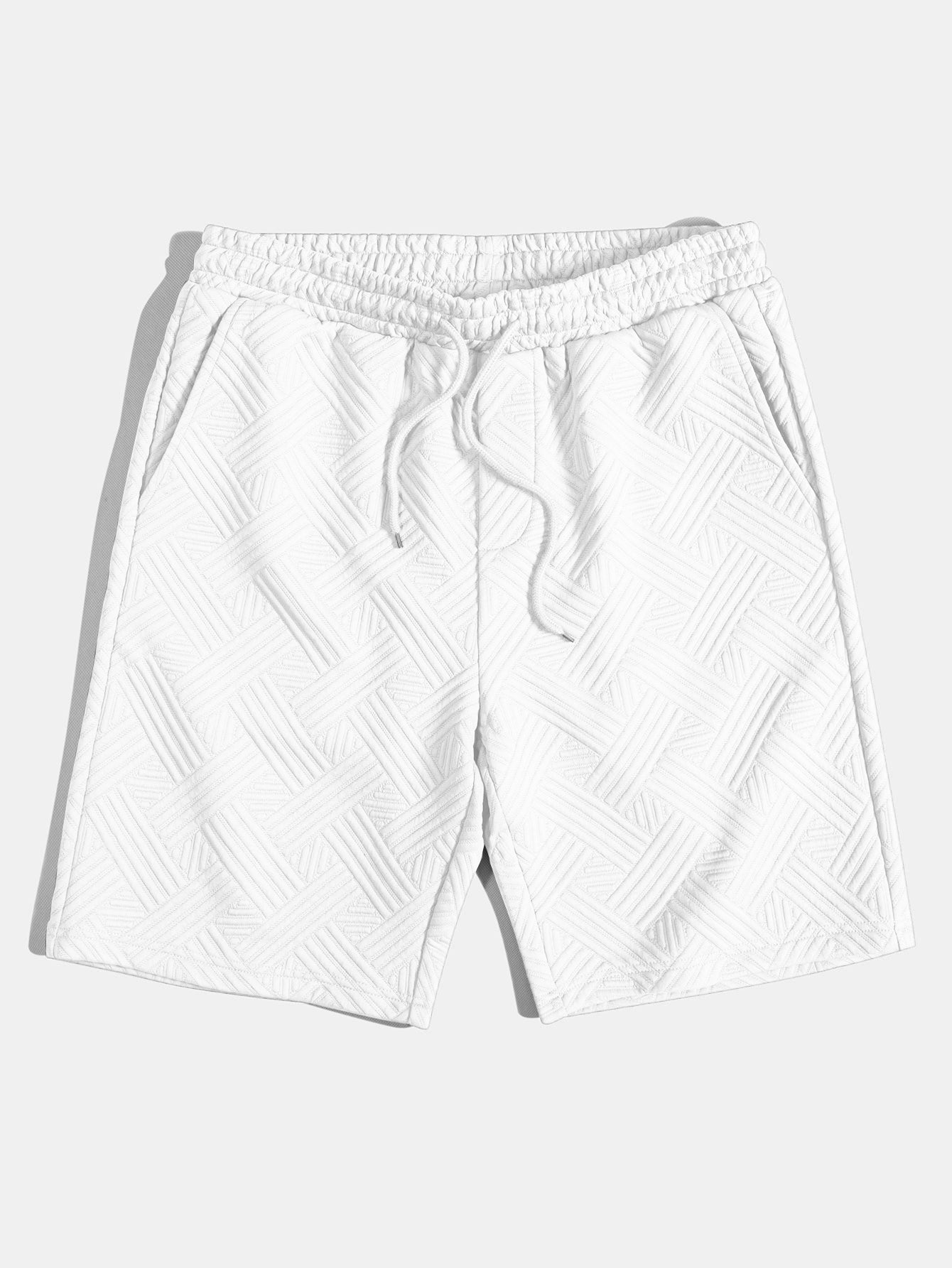 Gestreepte jacquardknopshirt & Shorts met trekkoord