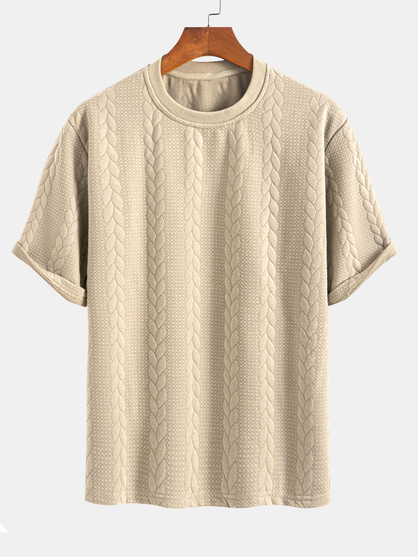 T-shirt Jacquard met halflange mouwen voor ontspanning