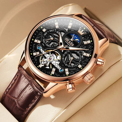 Philipp® | Automatische Mechanische Horloge met Leren Band