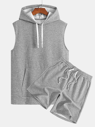 Mouwloze hoodie in gestreept jacquard <tc>T-Shirt</tc> &amp; Shorts