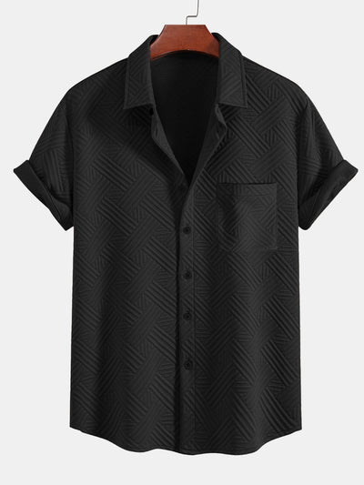 Gestreepte jacquardknopshirt & Shorts met trekkoord