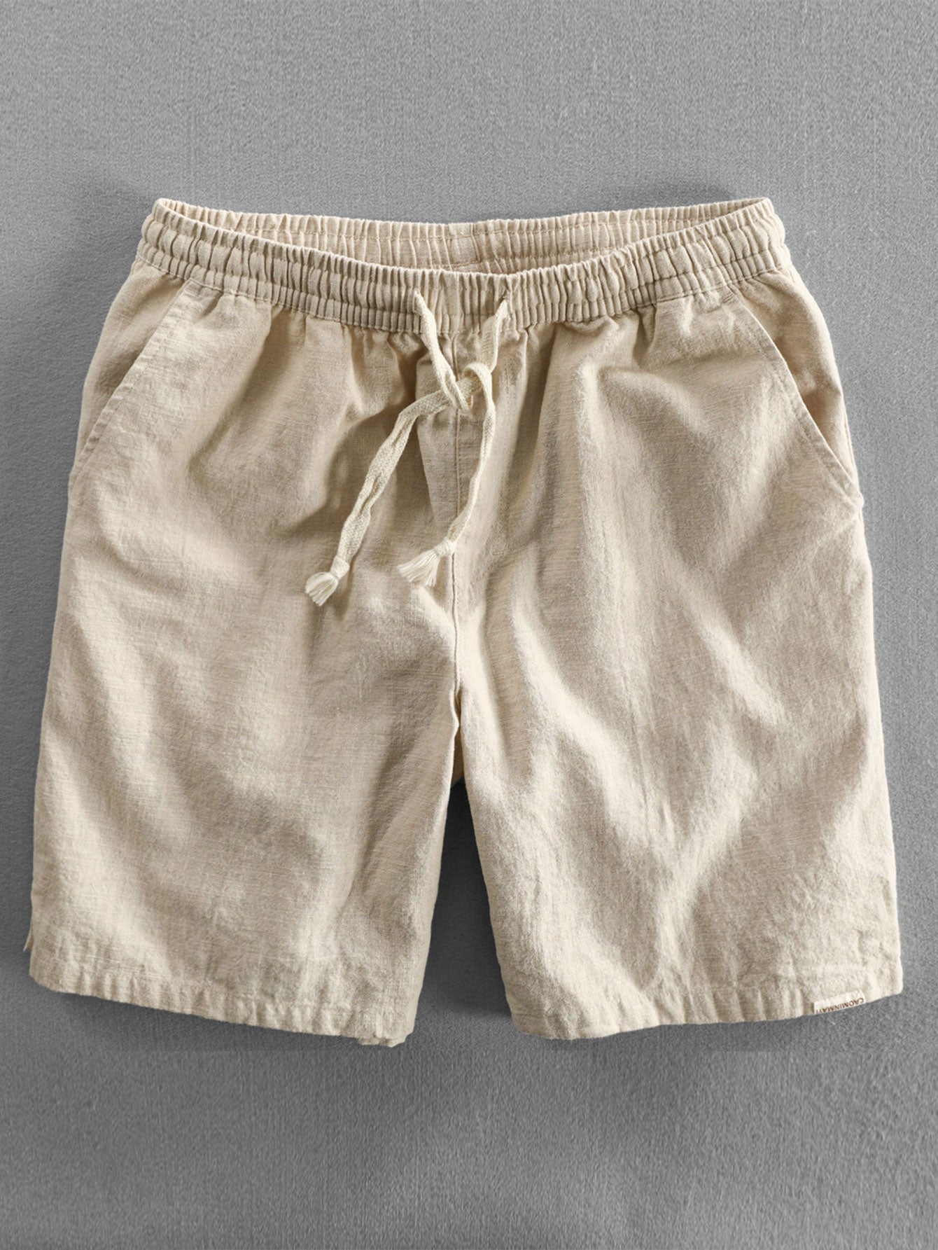 Linnen-katoen shorts met koord