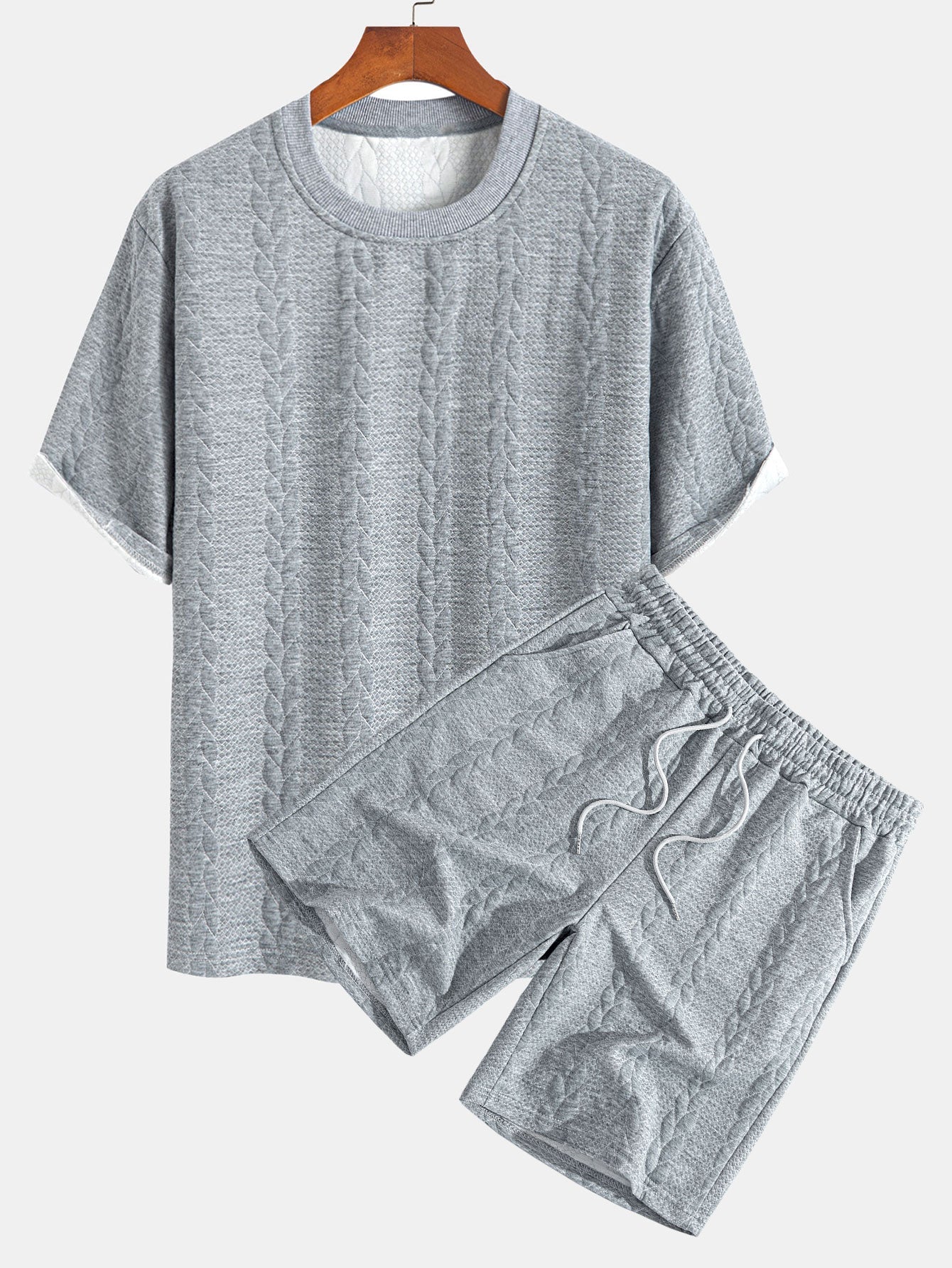 T-shirt Jacquard met halflange mouwen voor ontspanning