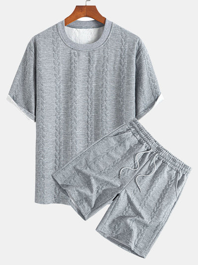 T-shirt Jacquard met halflange mouwen voor ontspanning