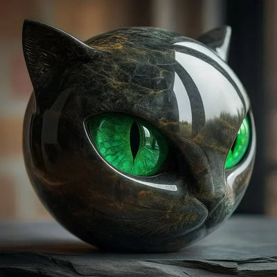 Whispa® | Betoverend zwart kattenkop-sculptuur