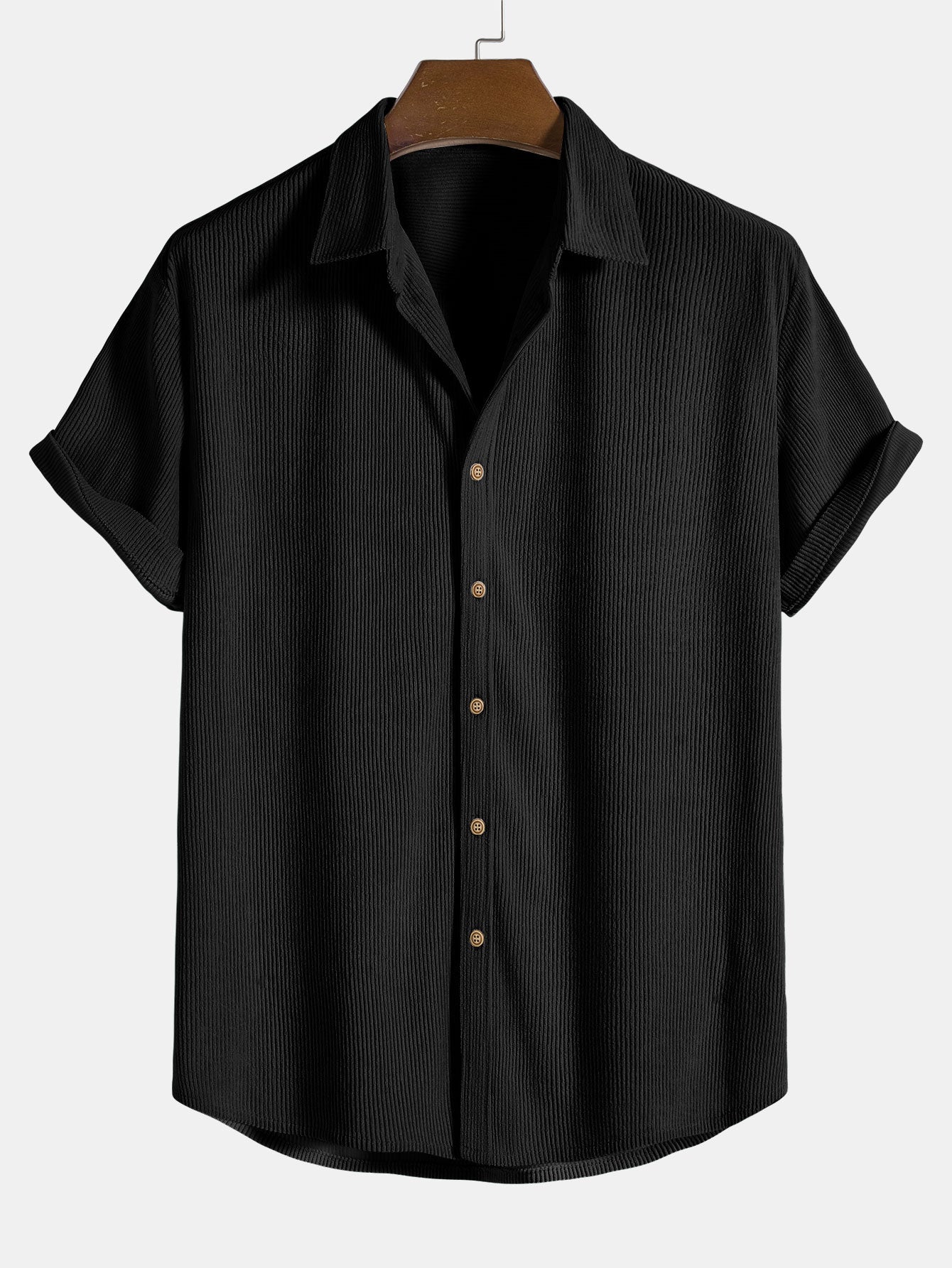 Katoenen corduroy korte mouwen shirt