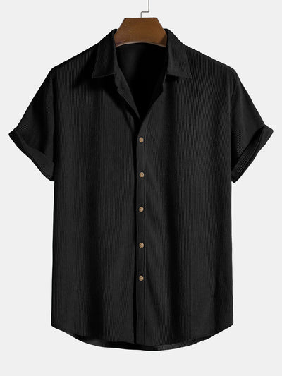 Katoenen corduroy korte mouwen shirt