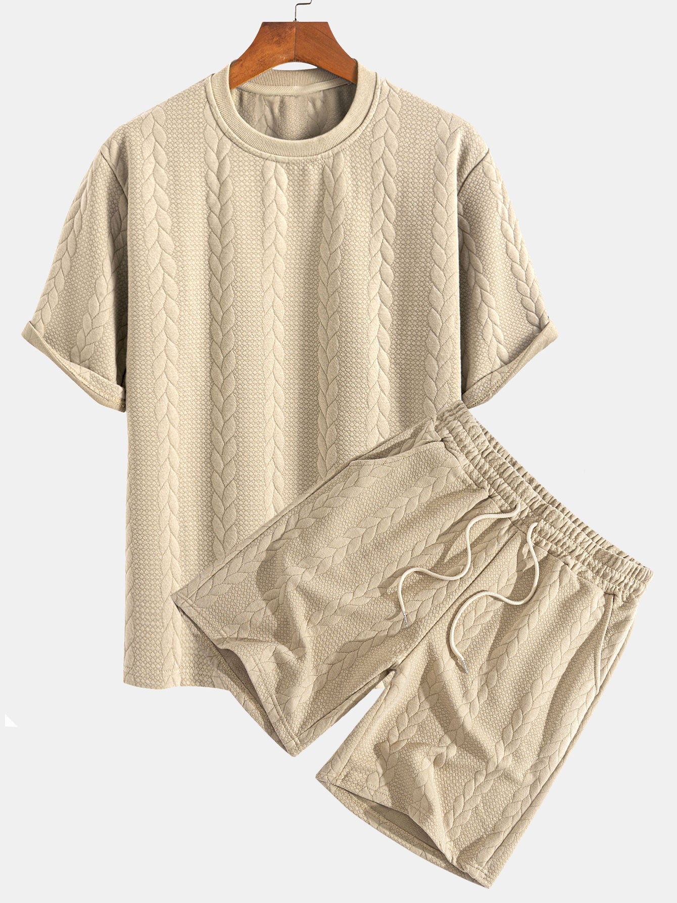 T-shirt Jacquard met halflange mouwen voor ontspanning