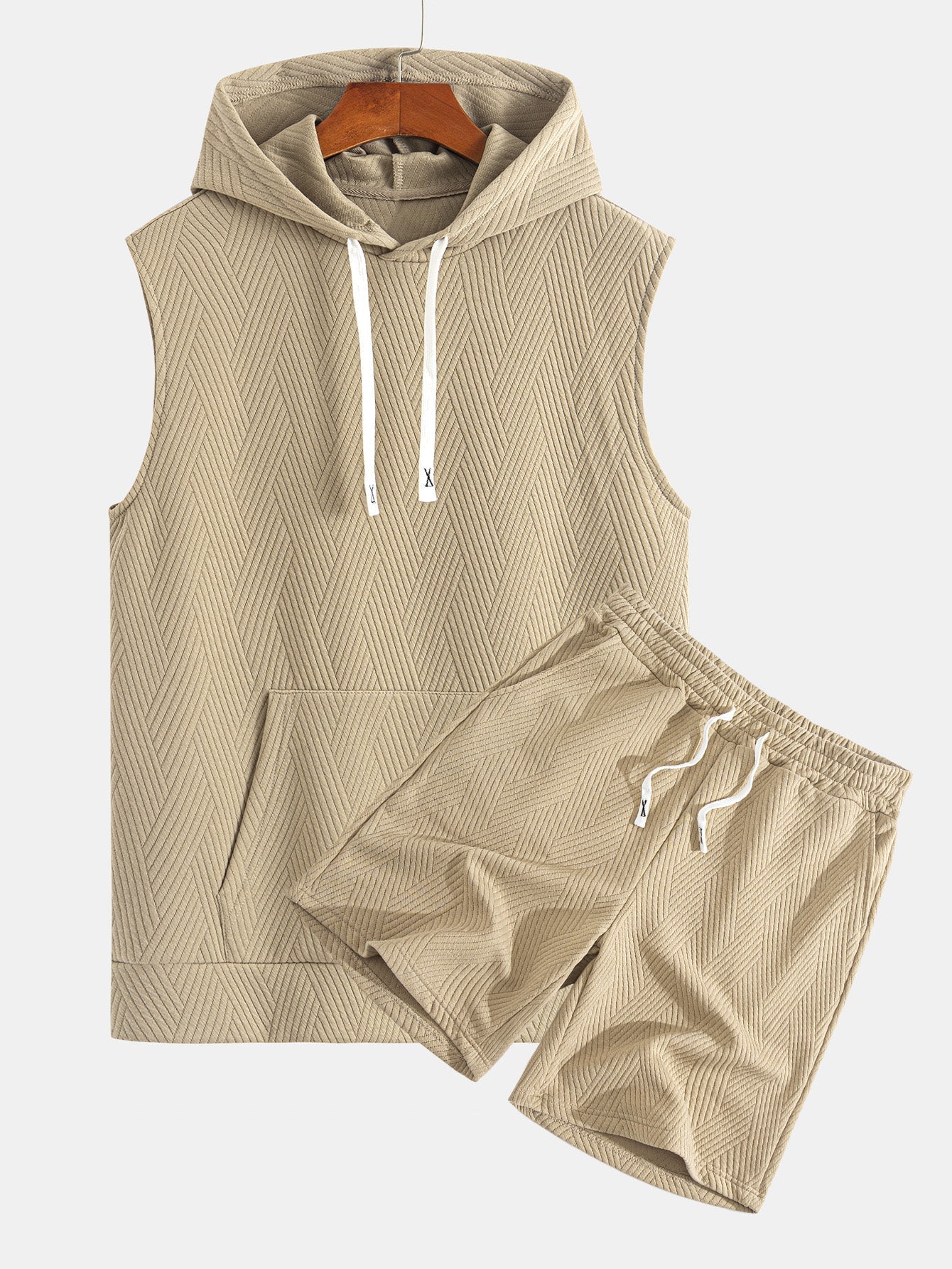 Mouwloze hoodie in gestreept jacquard <tc>T-Shirt</tc> &amp; Shorts