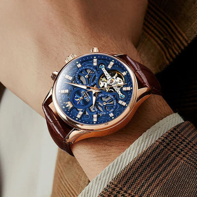 Philipp® | Automatische Mechanische Horloge met Leren Band