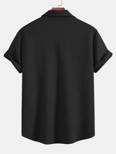 Gestreepte jacquardknopshirt & Shorts met trekkoord