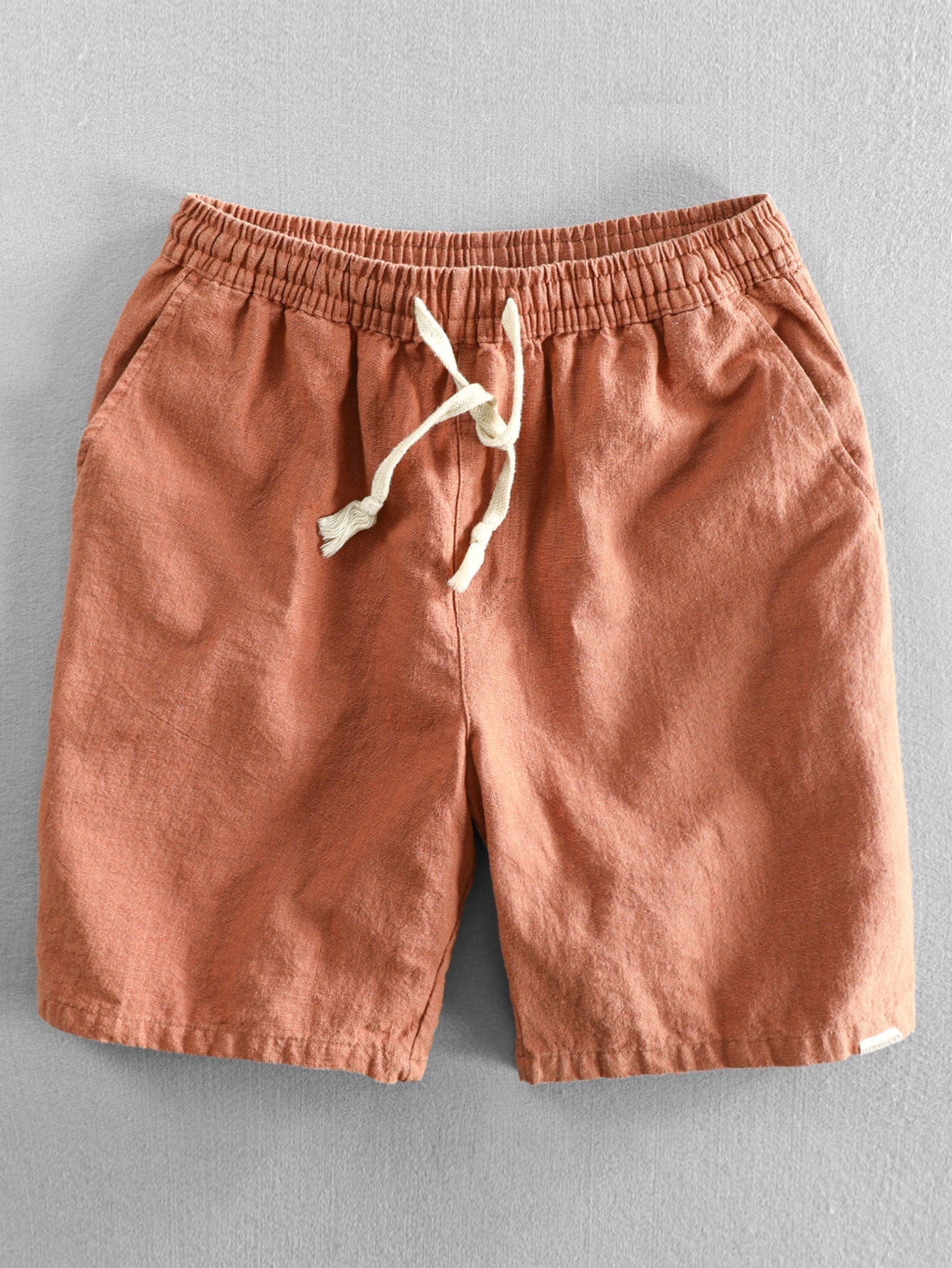 Linnen-katoen shorts met koord