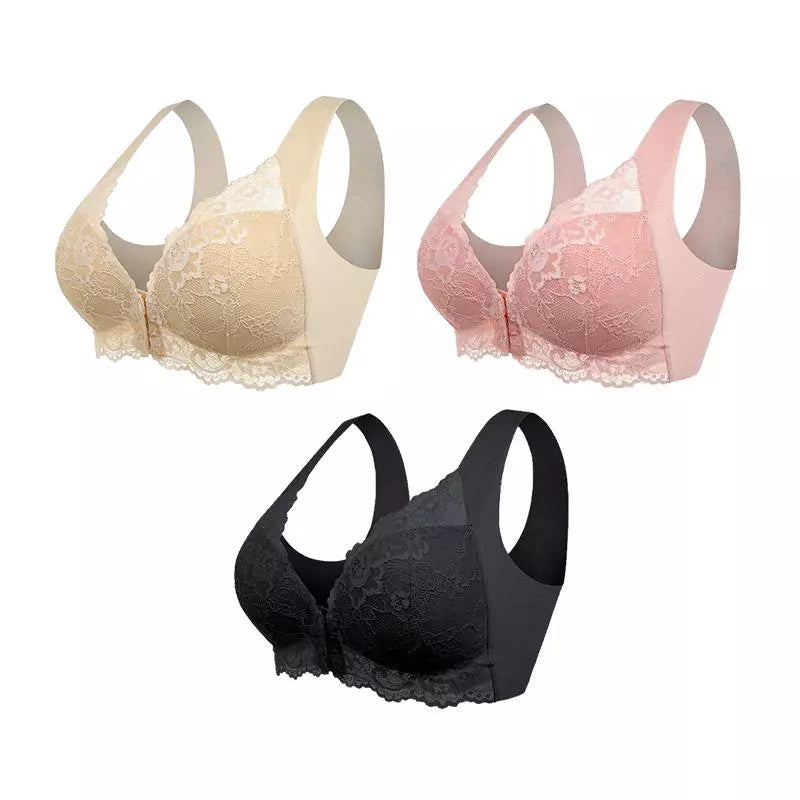 (PACK VAN 3) Draadloze Push-up Beha met Voorkant Sluiting