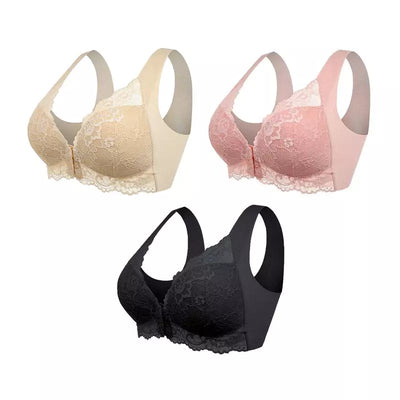 (PACK VAN 3) Draadloze Push-up Beha met Voorkant Sluiting