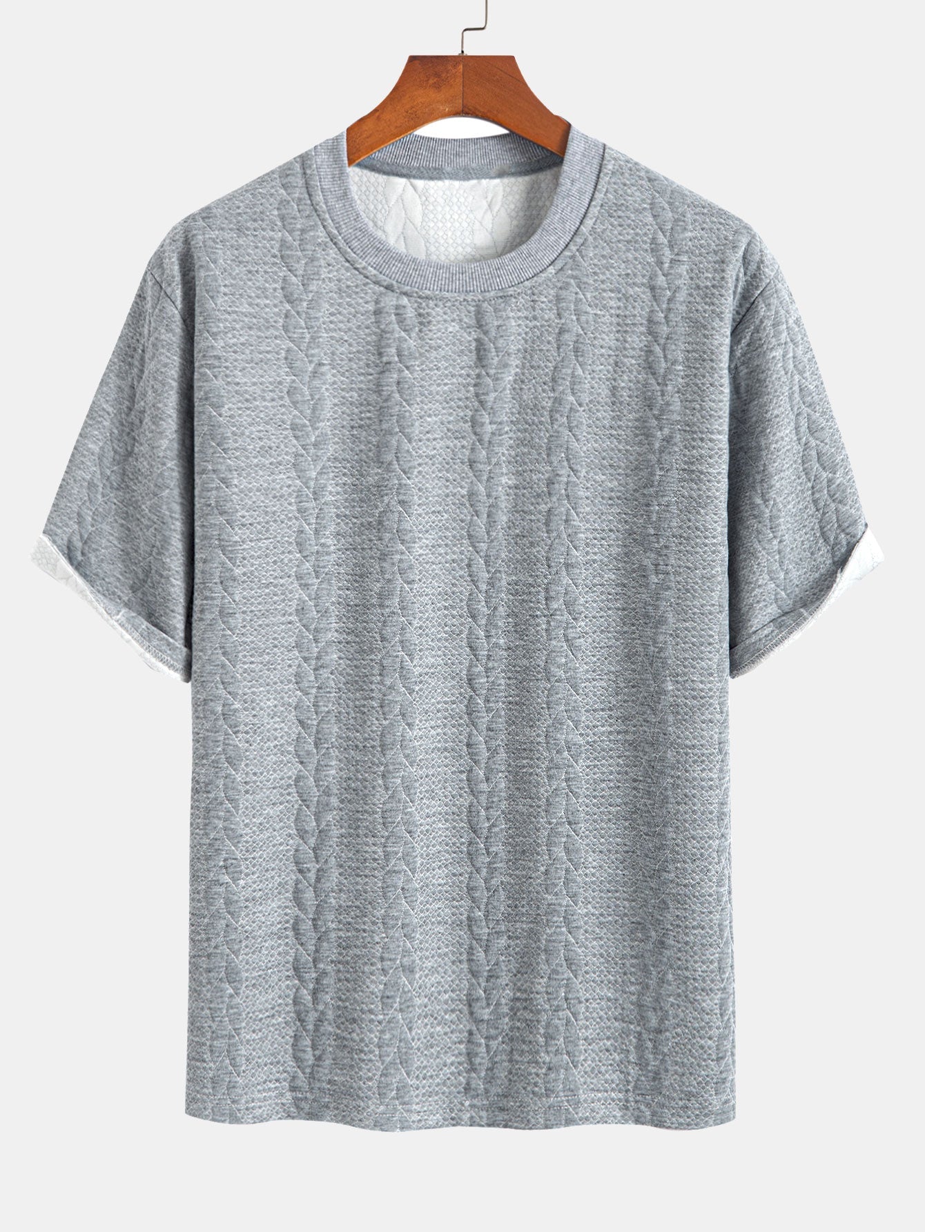 T-shirt Jacquard met halflange mouwen voor ontspanning