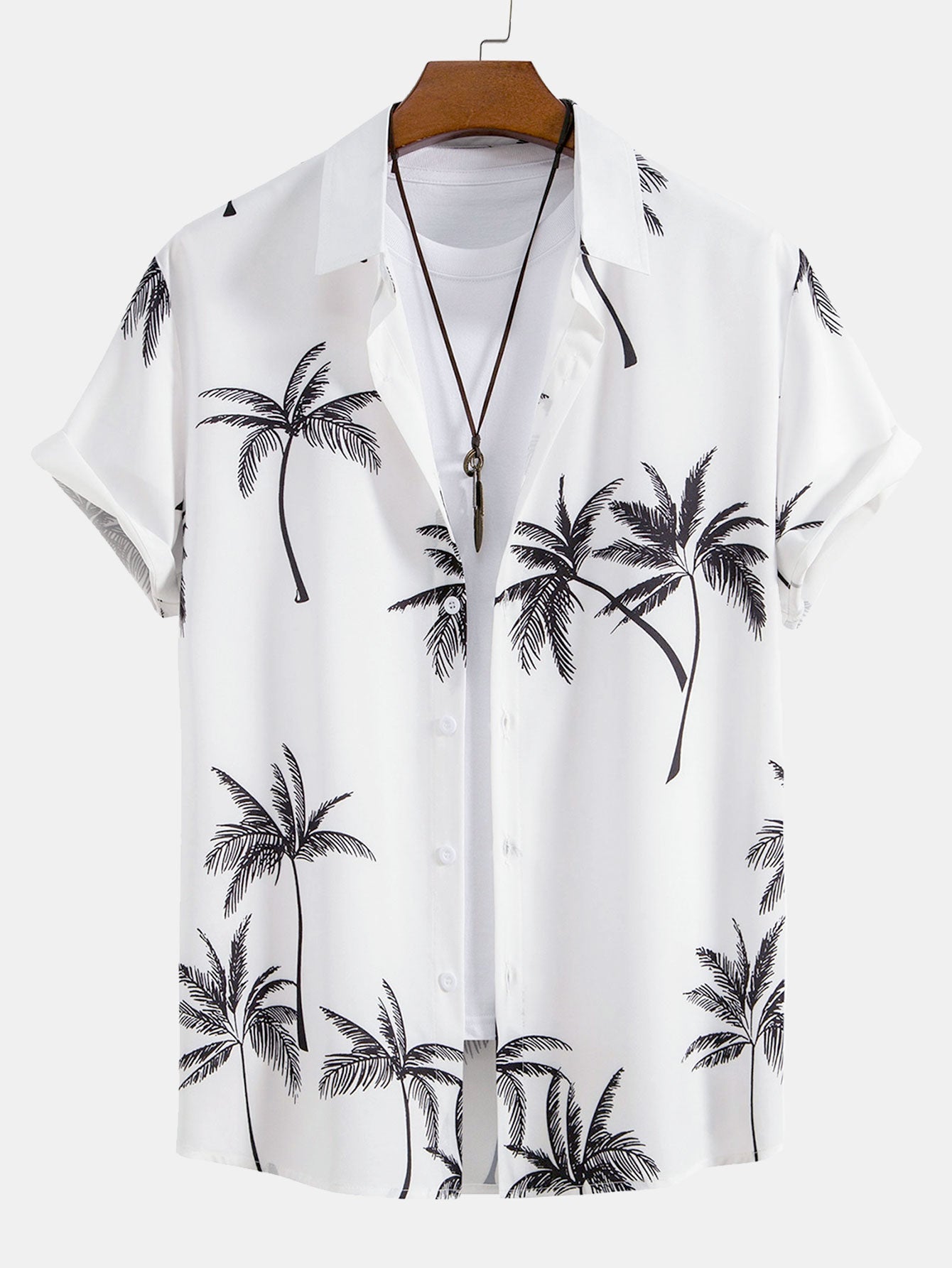 Overhemd met palmboomprint & Gestreepte zwembroek