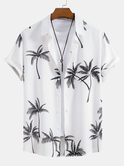 Overhemd met palmboomprint & Gestreepte zwembroek