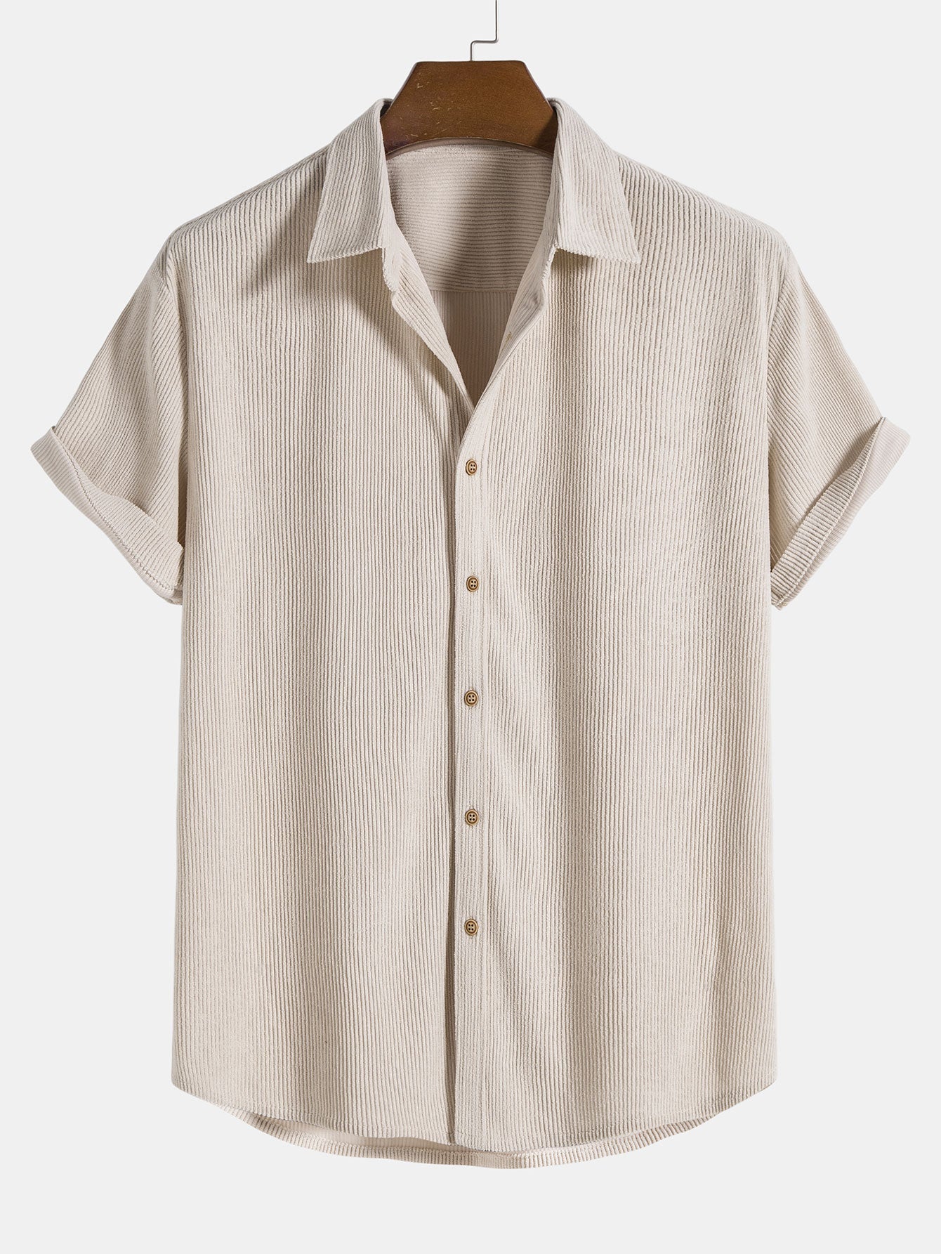Katoenen corduroy korte mouwen shirt