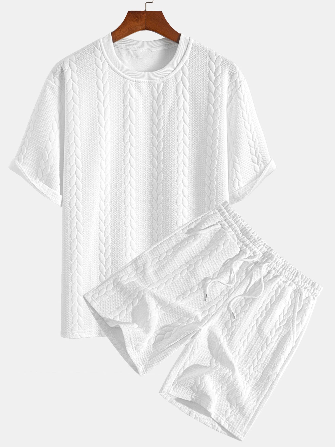 T-shirt Jacquard met halflange mouwen voor ontspanning