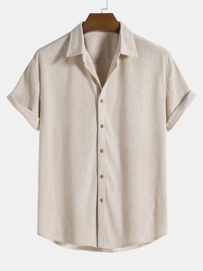 Korte mouwen corduroy shirt met knopen en shorts