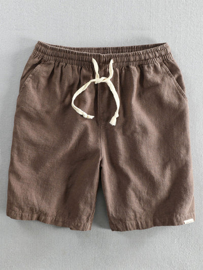 Linnen-katoen shorts met koord