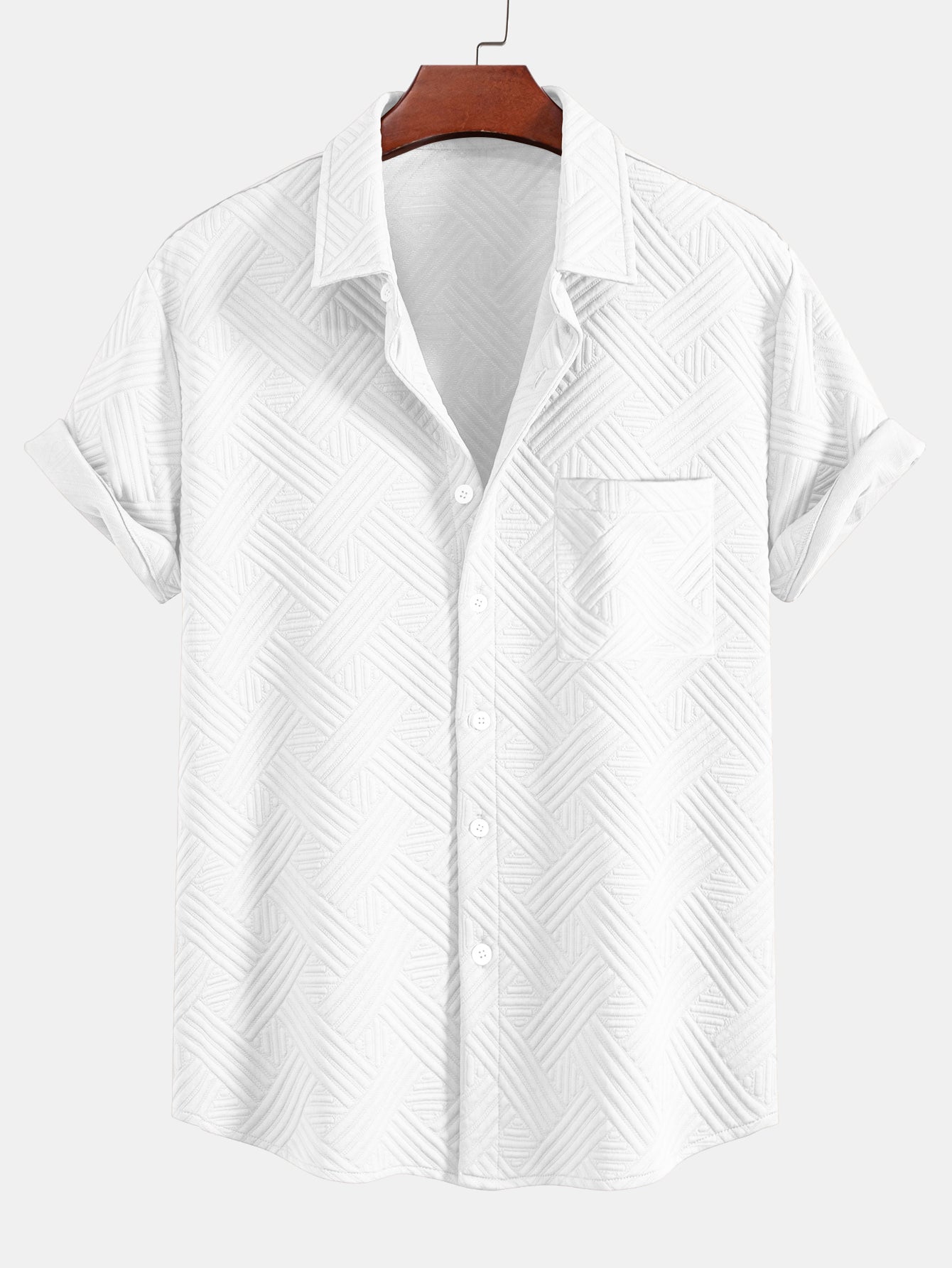 Gestreepte jacquardknopshirt & Shorts met trekkoord