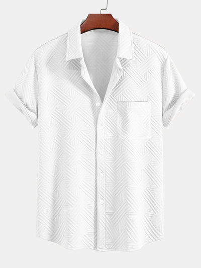 Gestreepte jacquardknopshirt & Shorts met trekkoord
