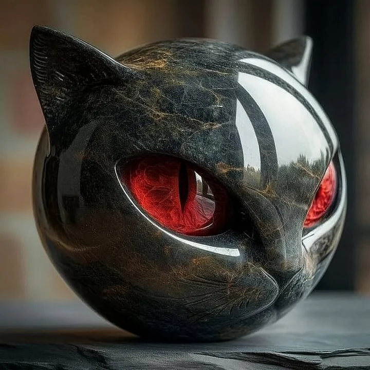 Whispa® | Betoverend zwart kattenkop-sculptuur
