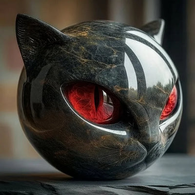 Clawdia® | Fascinerende zwarte kattenkop sculptuur