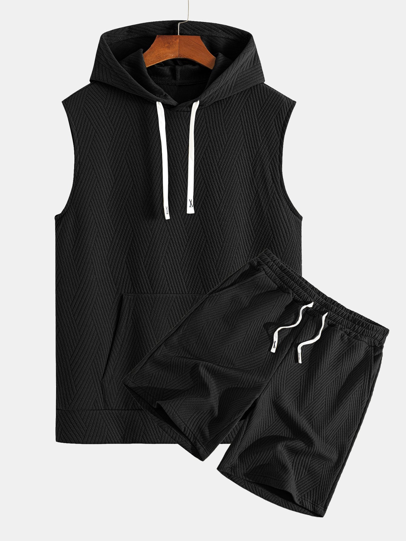 Mouwloze hoodie in gestreept jacquard <tc>T-Shirt</tc> &amp; Shorts