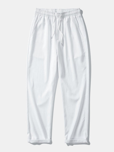 Cubaans Shirt in Textured Jacquard & Rechte Textured Anti-Kreukelpantalon