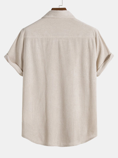 Katoenen corduroy korte mouwen shirt