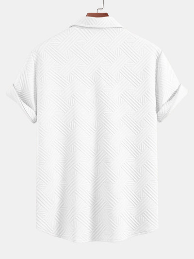 Gestreepte jacquardknopshirt & Shorts met trekkoord