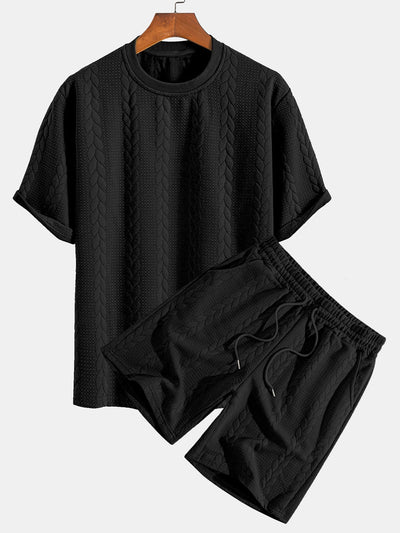 T-shirt Jacquard met halflange mouwen voor ontspanning