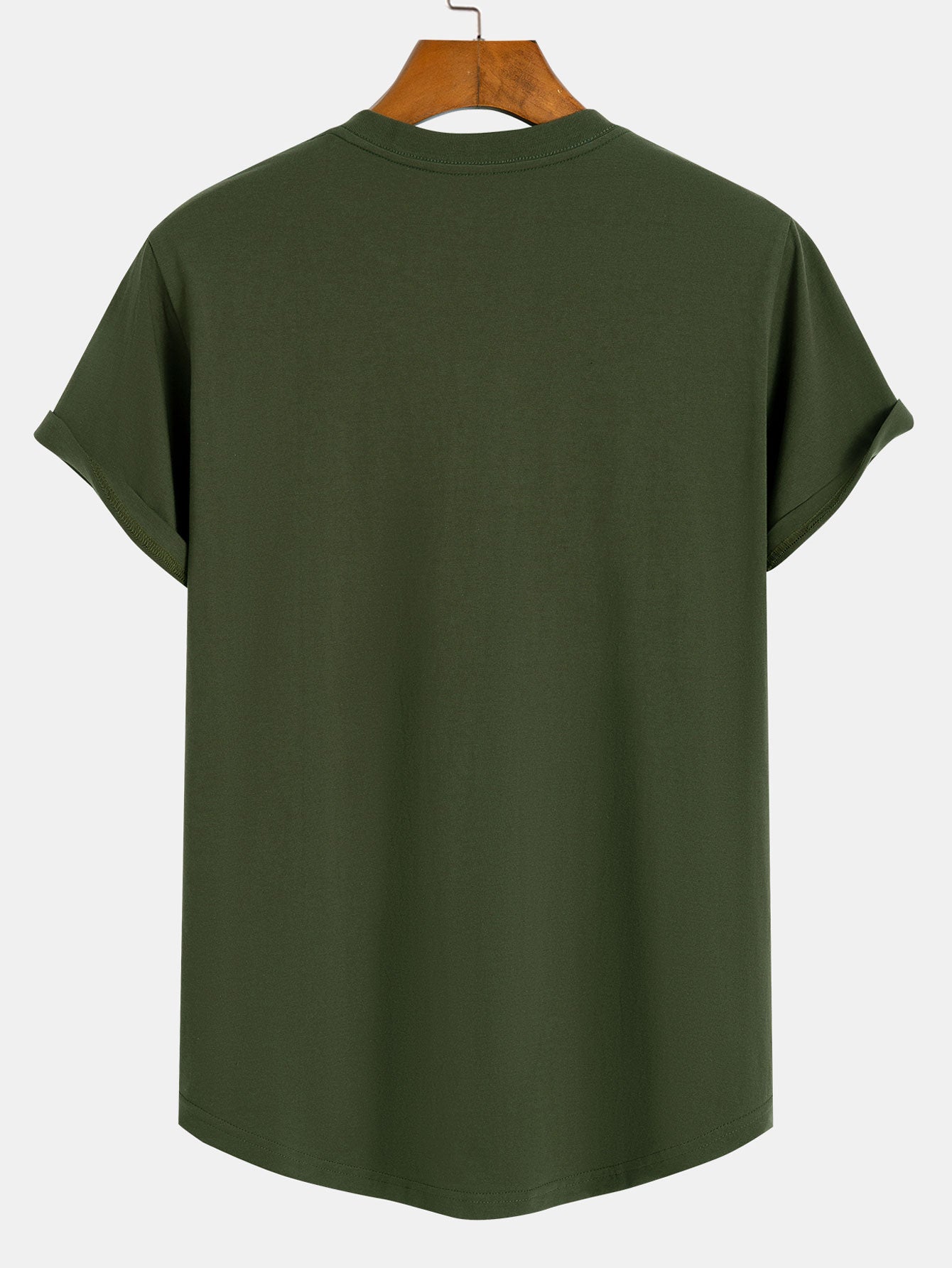 Basis T-shirt van katoen met gebogen zoom