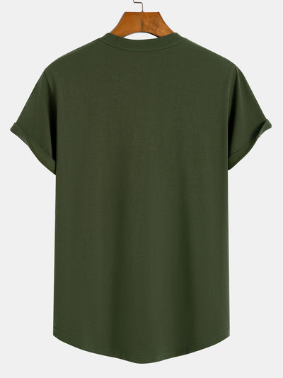 Basis T-shirt van katoen met gebogen zoom