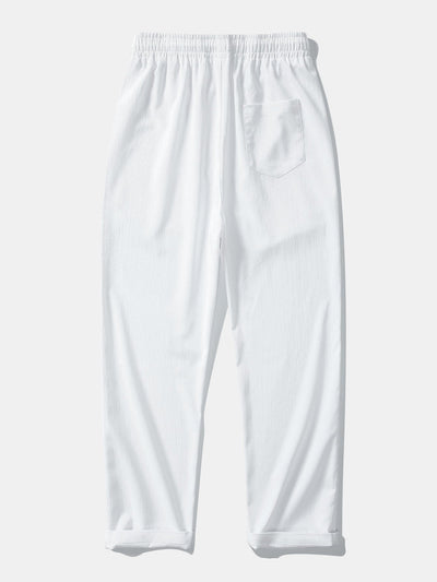 Cubaans Shirt in Textured Jacquard & Rechte Textured Anti-Kreukelpantalon