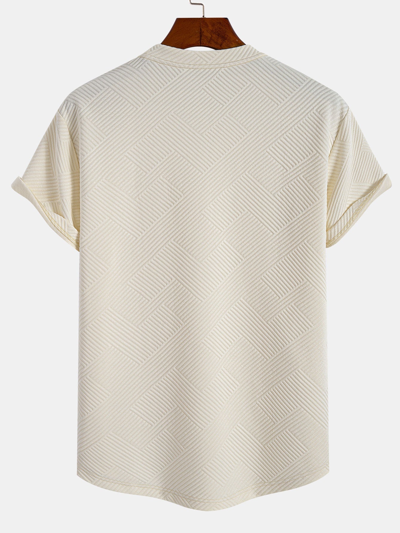 Gestreept jacquard T-shirt met korte mouwen en een gebogen zoom