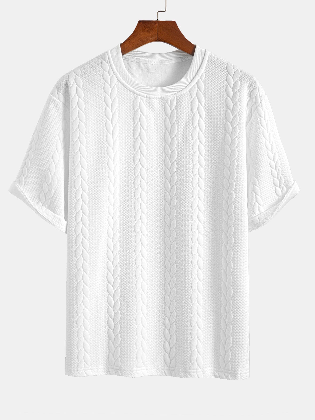 T-shirt Jacquard met halflange mouwen voor ontspanning